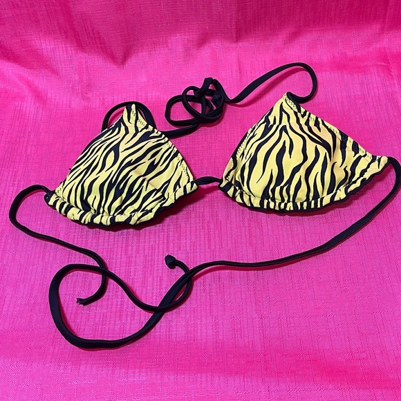 REVERSIBLE TOP PEACE SIGN/ZEBRA PRINT BIKINI SIZE S - Picture 8 of 10